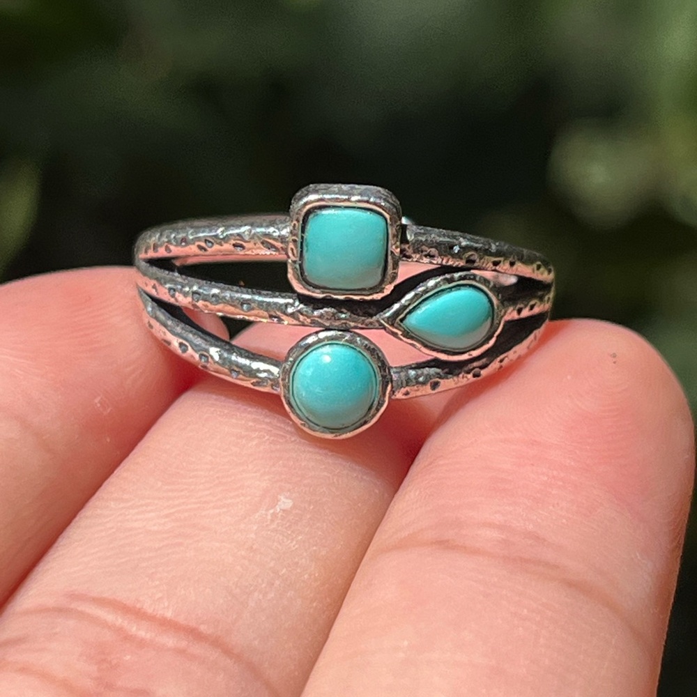 Sterling silver adjustable turquoise ring 2348